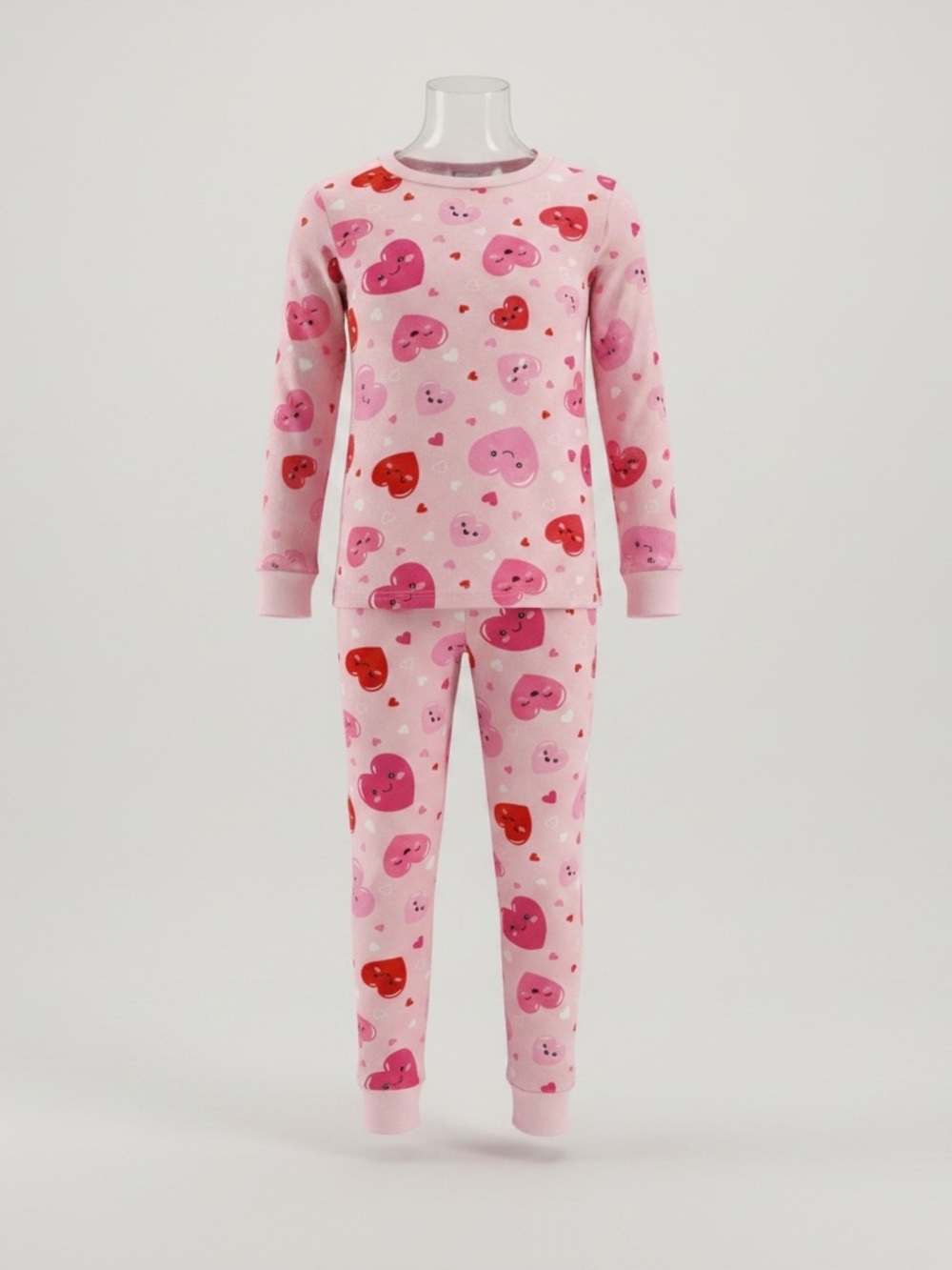 The Children's Place Pink and Red Heart Face Pajama Set